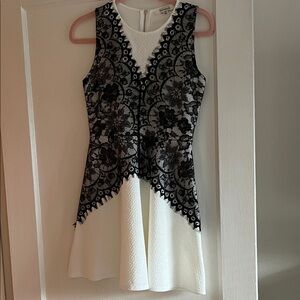 Francesca's Collections Black Lace and Cream  Midi Dress
